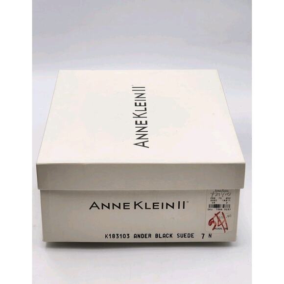 ANNE KLEIN Ander Black Suede Combat Booties Size 7 Lug Lace-Up Italy New In Box - Picture 14 of 14